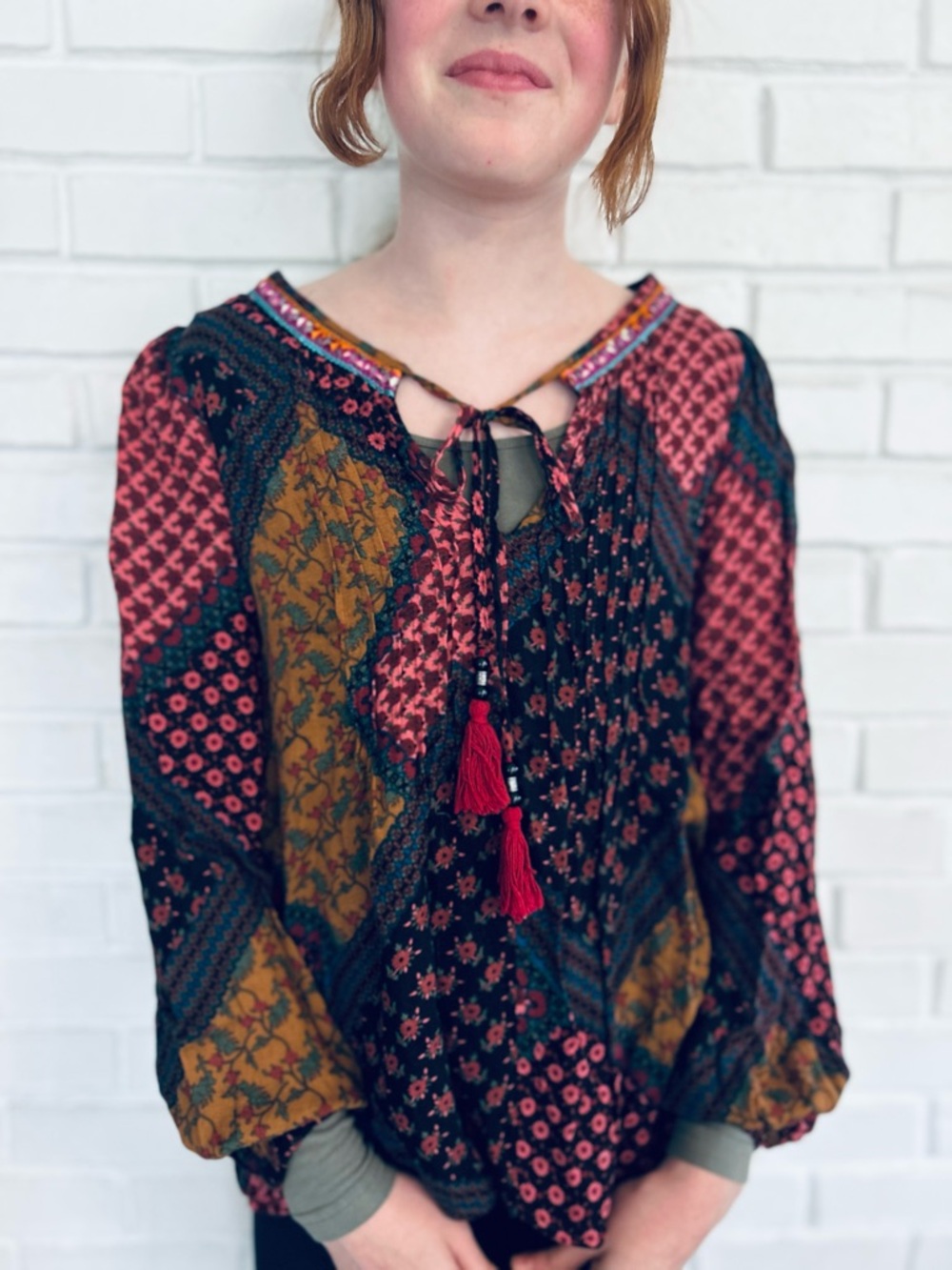Altar’d State  Patchwork Peasant Blouse